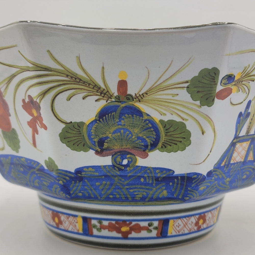 Taste Setter Sigma Italy Hand Painted Floral Octagon Bowl 5" Ceramic Vintage - Picture 8 of 16
